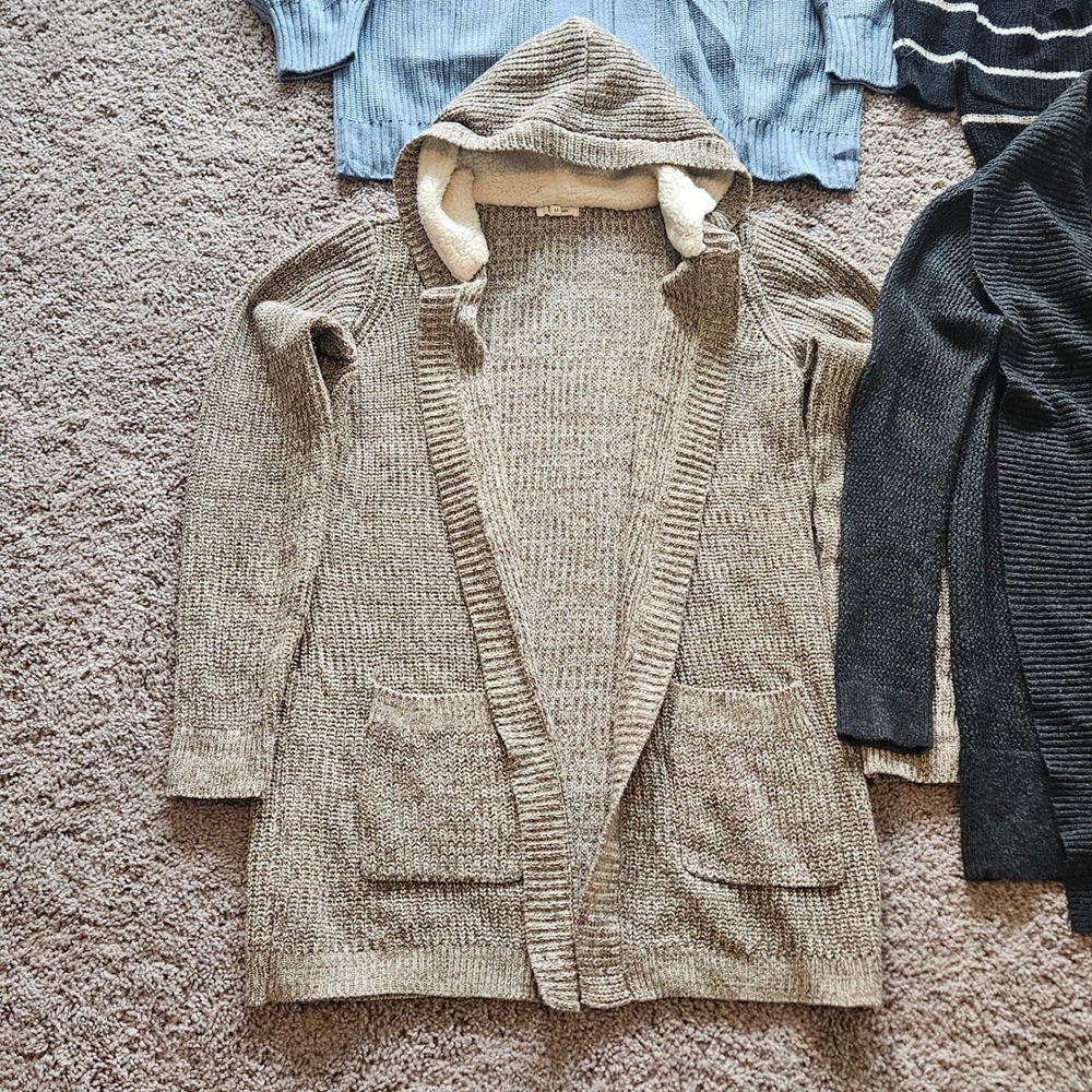 Womens Cardigan Sweater Lot of 6 Women Size M Open Front Chunky Knit Pockets - Picture 3 of 9